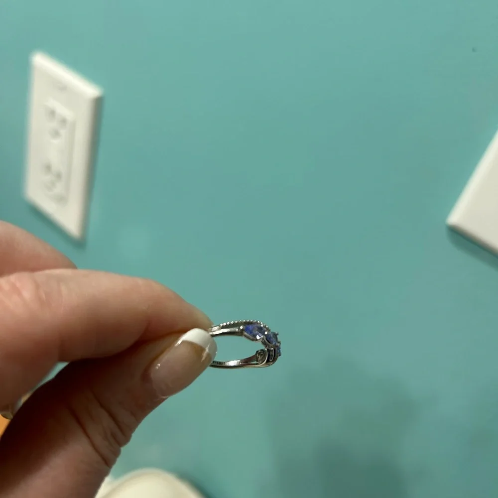 Rare Blue Tanzanite Silver Ring SZ 6 - Picture 6 of 8